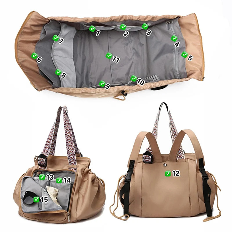 Sport Versatile Backpack Gym Yoga Fitness Bag Large Drawstring Handbag Shoulder Women Tote Outdoor Shopping Rucksack Mommy Bag 260622CJ - view 4
