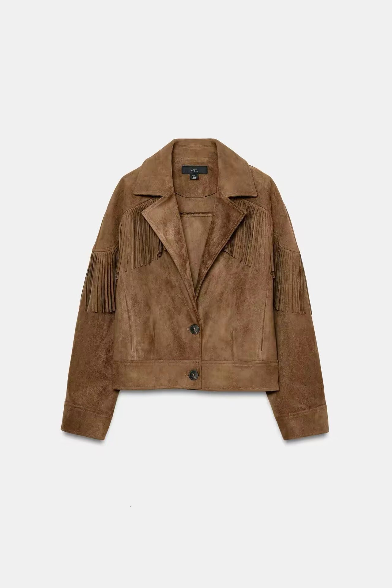 New style womens lapel tassel suede textured loose casual fashion jacket coat top 250811