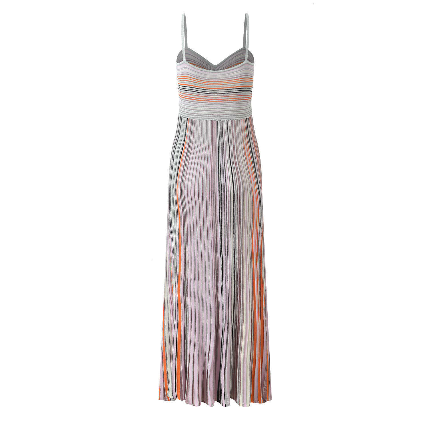 2025 Summer New Design Colorful Stripes Ruffled Long Dress Fashion Attraction Slim-Fitting and Slender-Hugging Strapless Dress L260521
