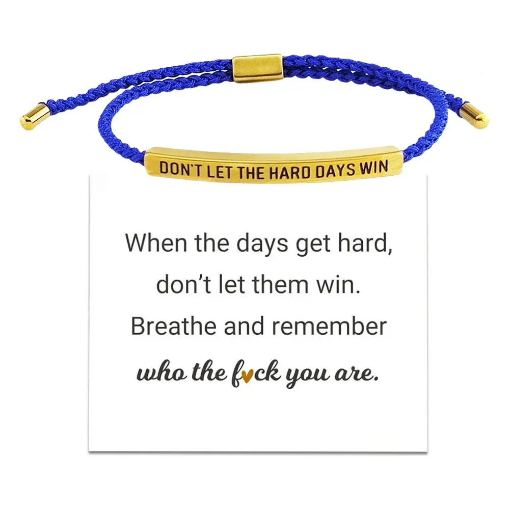Steel Bent Tube Engraved Wristband Adjustable Win Days Woven Let Dont Bracelet Hand Personalized Hard 260611 - view 6