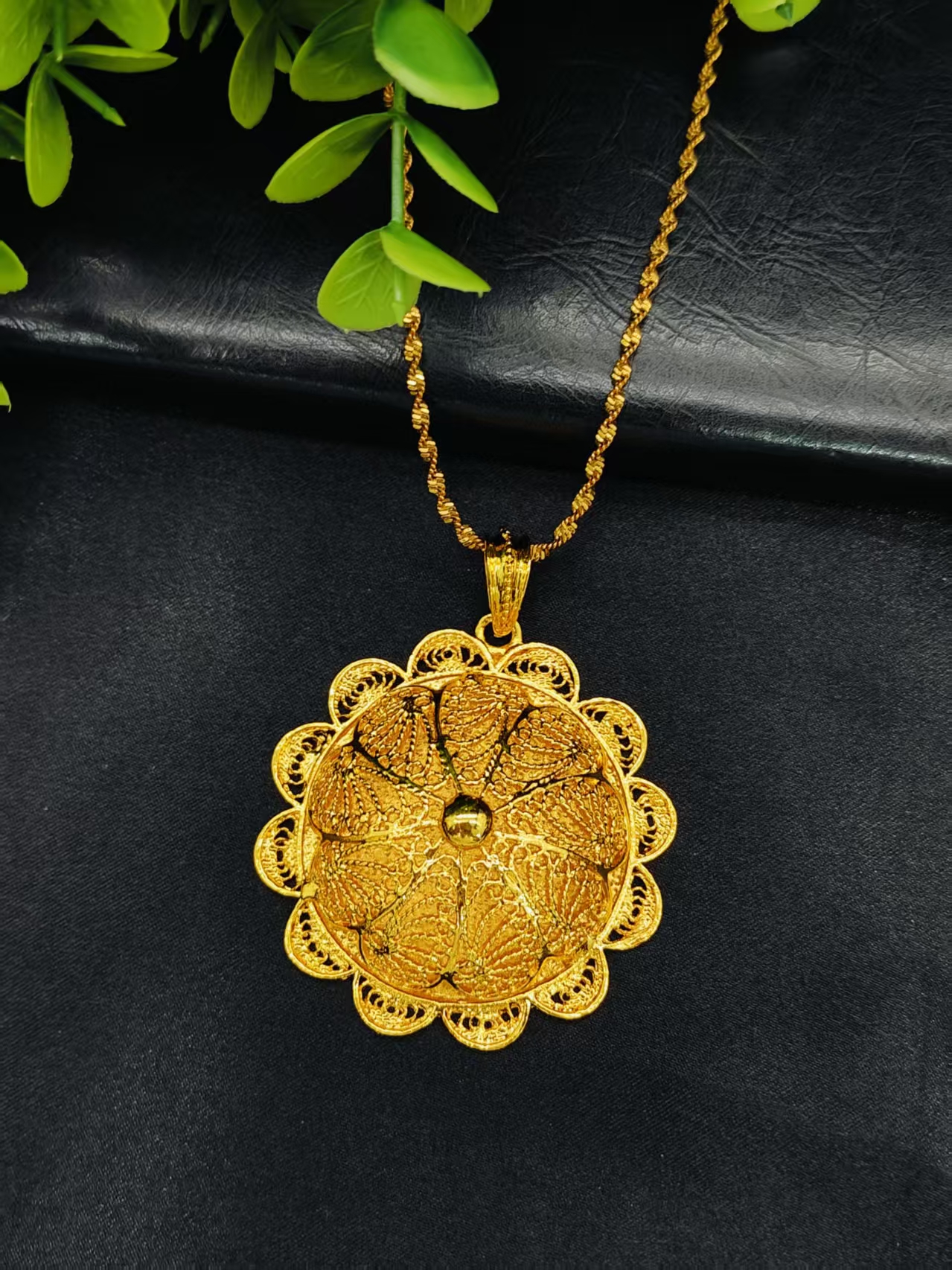 Luxury Ethiopian 24k Gold Color 6pcs Jewelry Sets For Women Dubai Big Flower Shape Nigerian Necklace Jewellery Set Gift Wedding - view 4