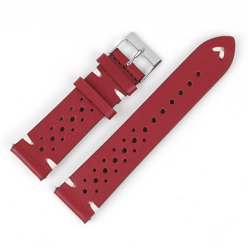 Retro Genuine Leather Watchband 18mm 20mm 22mm 24mm Calfskin Watch Straps Porous Breathable Handmade Stitching for Men 220412