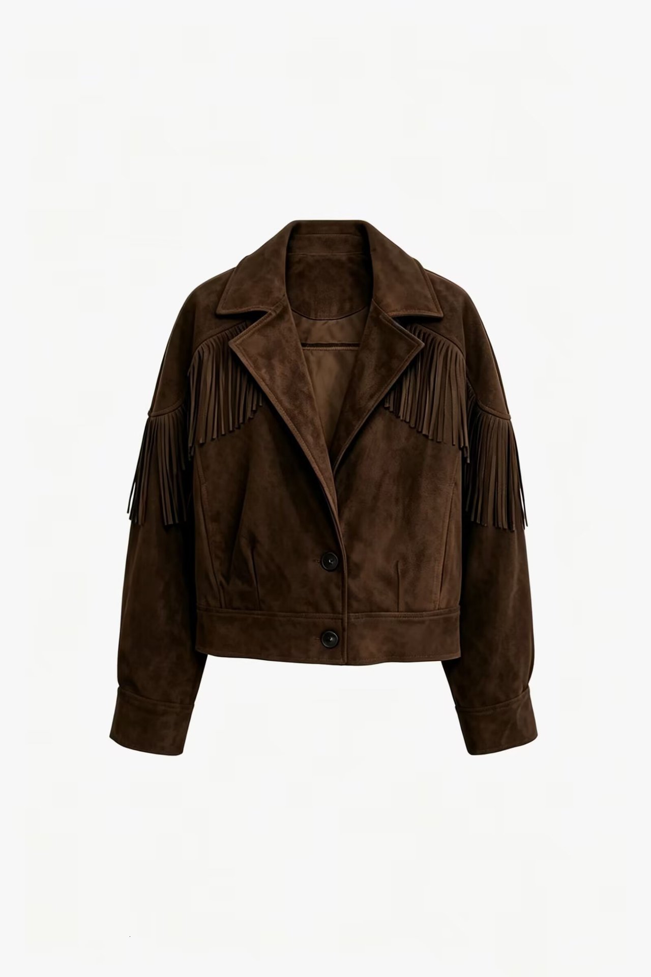 New style womens lapel tassel suede textured loose casual fashion jacket coat top 250811