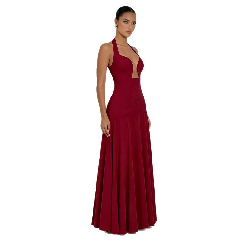 2024 Elegant Cut Out White Long Dress For Women Fashion Patchwork Pleated Backless Sling Dresses Lady Holiday Beach Robes250222