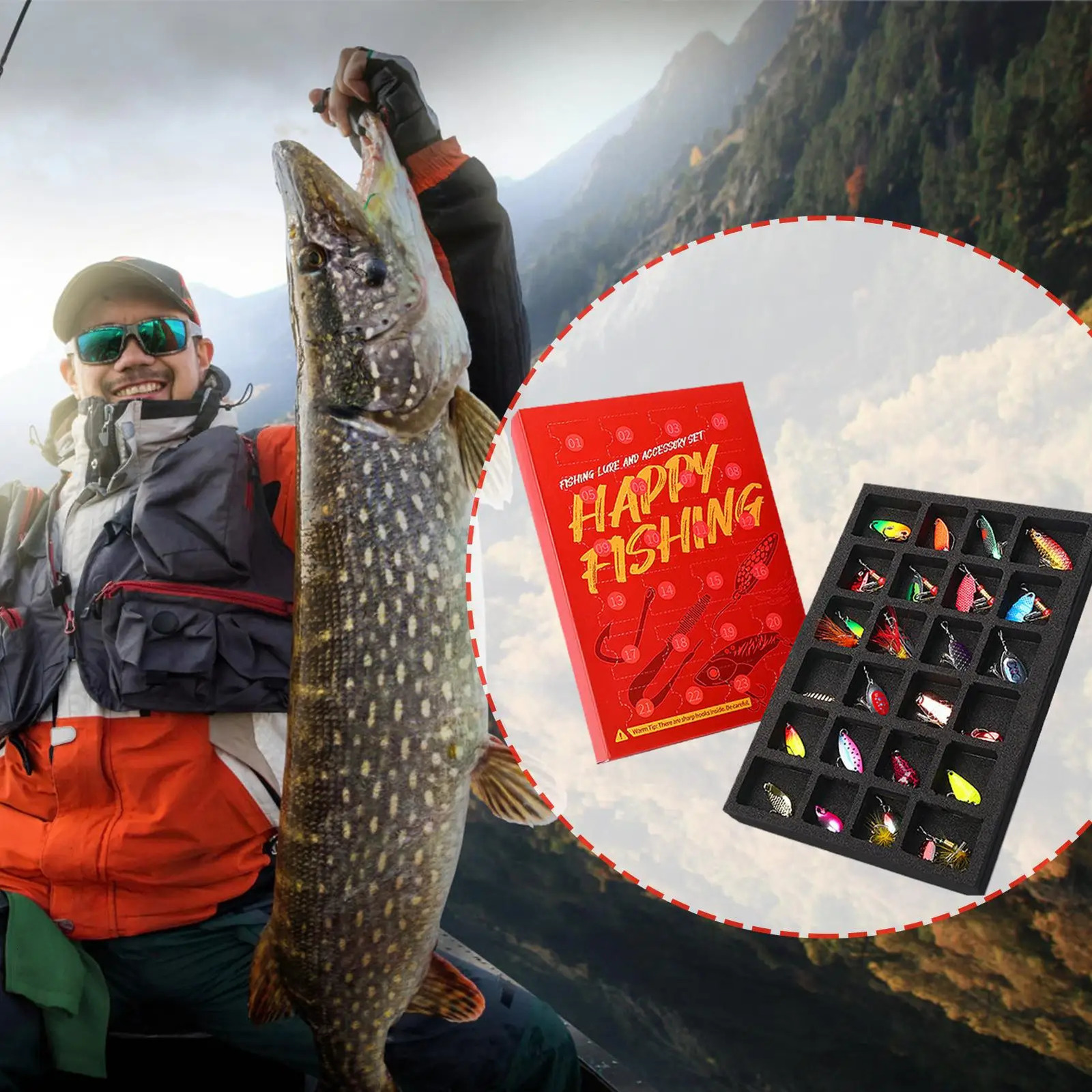 Fishing Lure Advent 24 Pieces Fish Hook Fishing Lures Christmas Calendar for Thanksgiving Birthday Party Couples River Lake 260622 - view 4