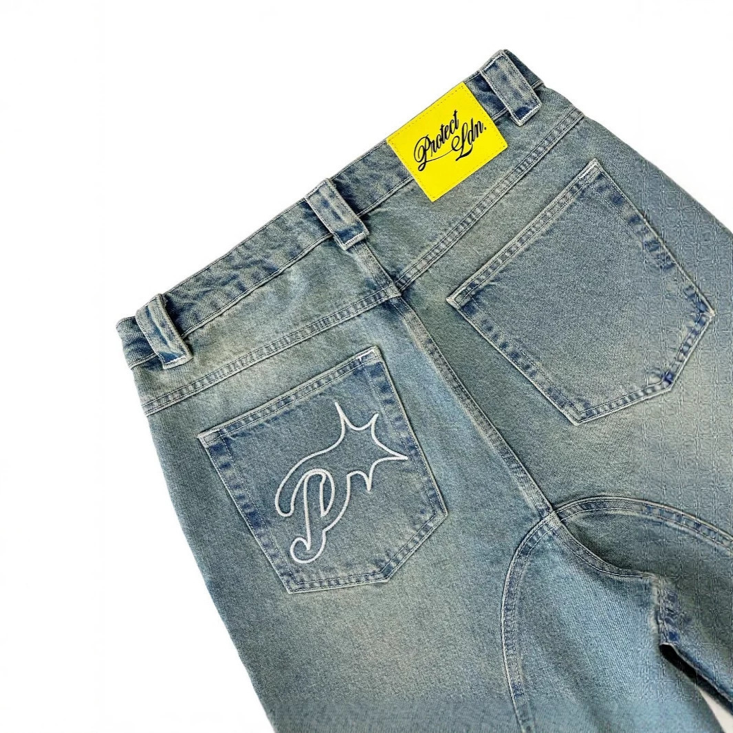 Protect Y2k Vintage Harajuku Short Americanstyle Pembroidered denim shorts y240820