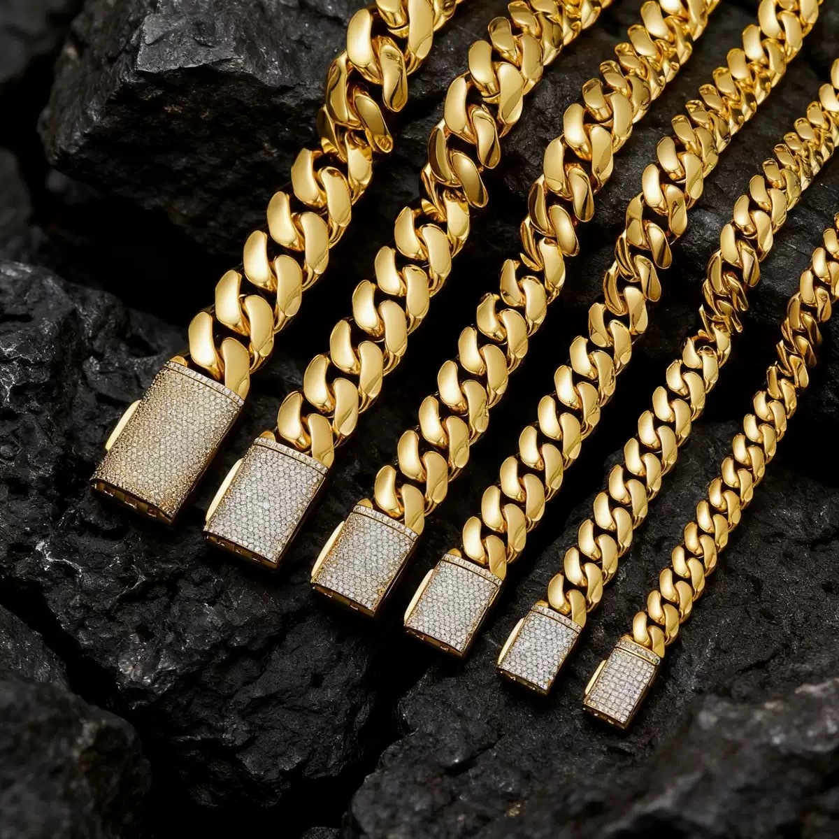 Customized inlaid lock gold plated 24mm 14k18k wide Miami chain 925 sterling silver men's Cuban necklace ice crystal moissanite clasp lab dia - view 9
