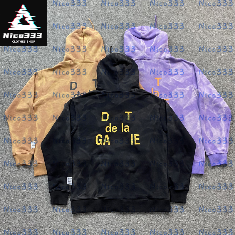 Ga Deptt French letters water ripple zipper washed faded retro loose cotton versatile street men and women casual hoodie