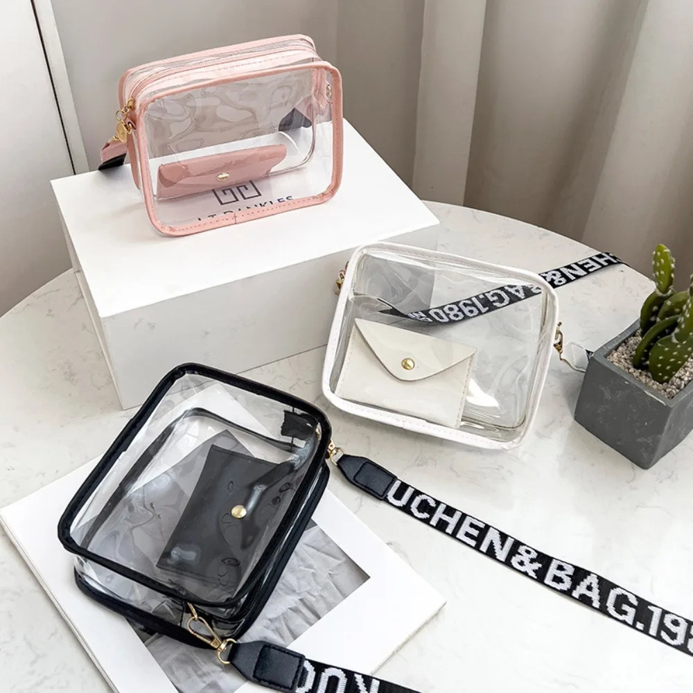 Transparent Crossbody Bag for Women PVC Transparent Candy Color Letter Fashion Shoulder Bag Jelly Bag Small Square Bag 260623 - view 6