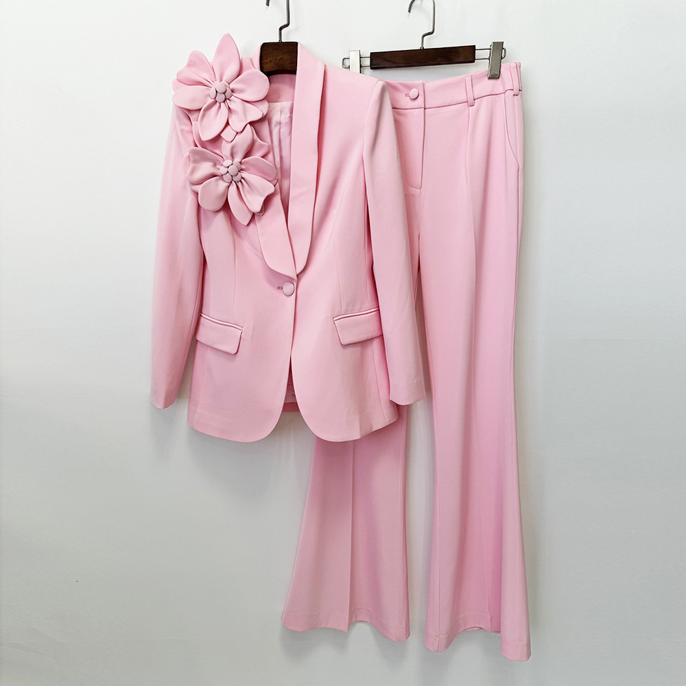 Suit Set 2026 Celebrity Fashion ThreeDimensional Floral Blazer and Trousers TwoPiece 240827
