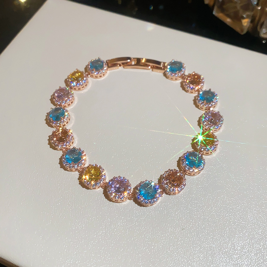 Dopamine candy-colored zircon round bracelet, light luxury niche high-end feel, exquisite and unique versatile women's jewelry - view 7