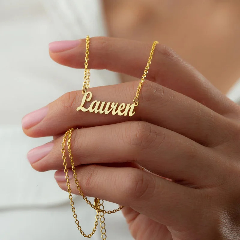 Custom Name Necklace For Women Man Personalized Stainless Steel Golden Nameplate Jewelry Fashion Letter Pendant Gift y260615 - view 3