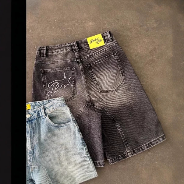 Protect Y2k Vintage Harajuku Short Americanstyle Pembroidered denim shorts y240820