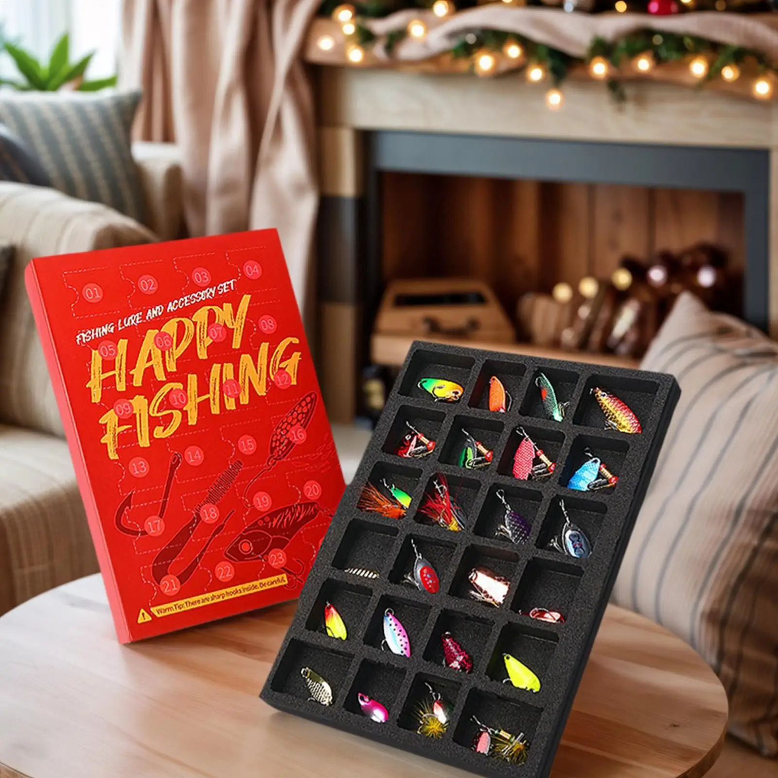 Fishing Lure Advent 24 Pieces Fish Hook Fishing Lures Christmas Calendar for Thanksgiving Birthday Party Couples River Lake 260622