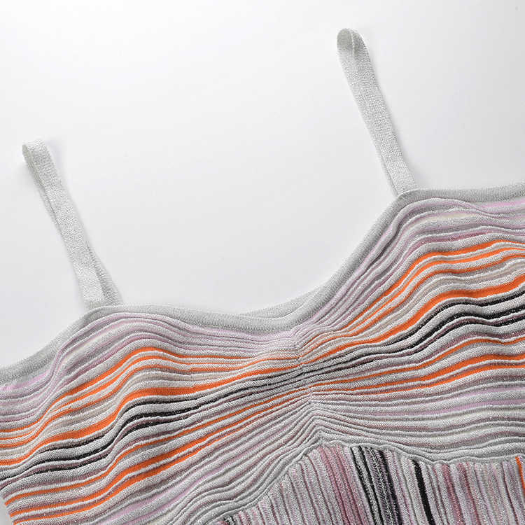 2025 Summer New Design Colorful Stripes Ruffled Long Dress Fashion Attraction Slim-Fitting and Slender-Hugging Strapless Dress L260521
