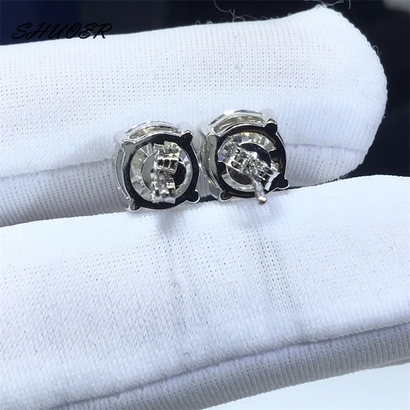 18K White Gold Pt950 Platinum Total Carat Round Brilliant Cut Pass Diamond Tester D Color 4 Prongs Stud Earrings 260622 - view 5