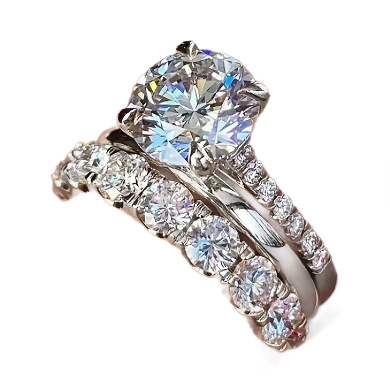Jewelry Ring 3PCS Engagement Rings Set for Women Cubic Zirconia Wedding Sets Band Ring Non Tarnish Lightweight Color Accessories Jewelry Gift For Wome - view 8