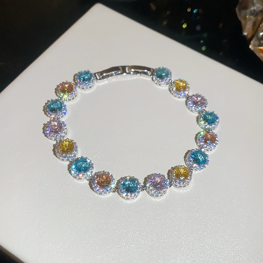 Dopamine candy-colored zircon round bracelet, light luxury niche high-end feel, exquisite and unique versatile women's jewelry - view 9