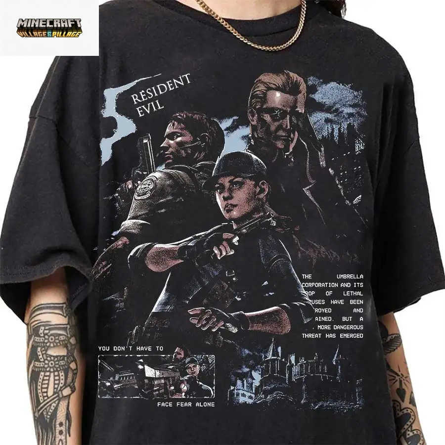 Resident Evil 5 Biohazard Lost in Nightmares Game T-shirt For Men Women 100 Cotton T Shirts Short Sleeve Tops J155 L26062377IM