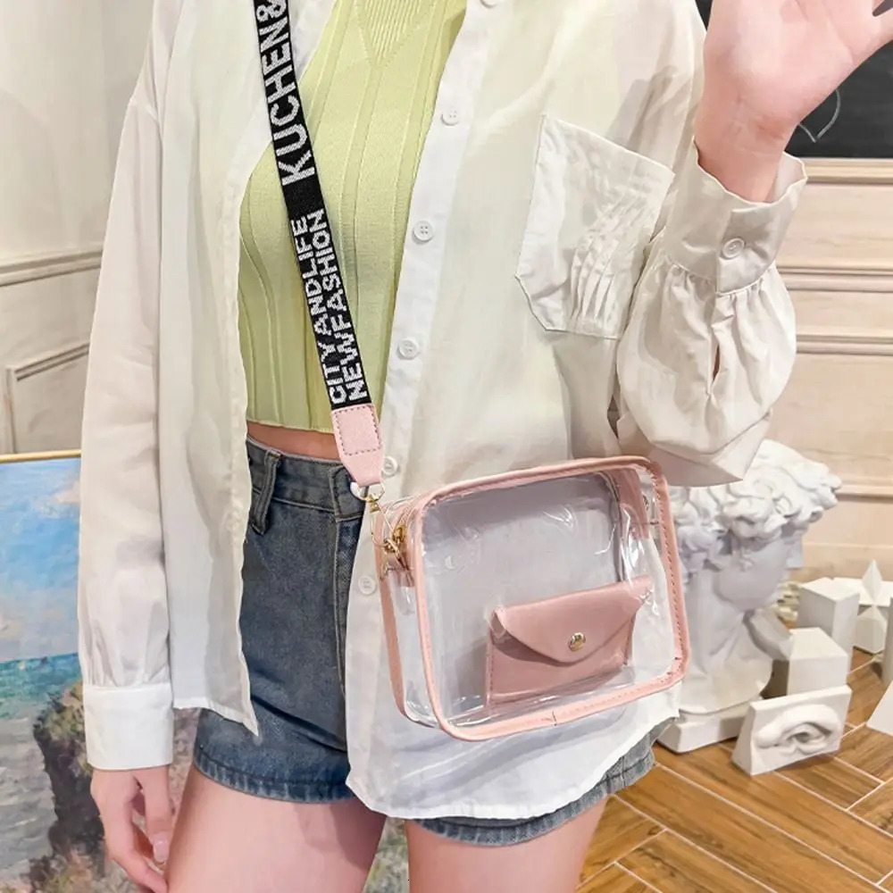 Transparent Crossbody Bag for Women PVC Transparent Candy Color Letter Fashion Shoulder Bag Jelly Bag Small Square Bag 260623 - view 4