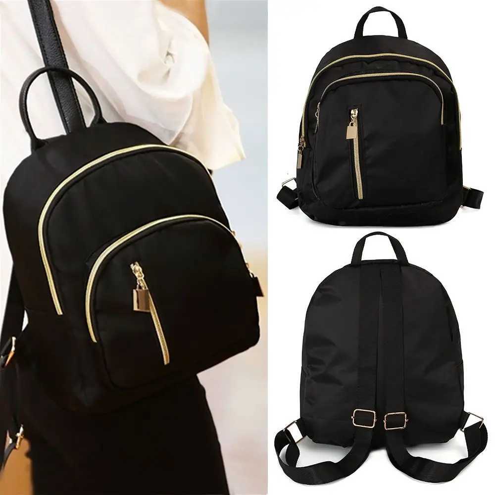 Fashion Black Womens Mini Backpack Cute Multi-Function Girl Purse Oxford Daypack Useful Travel Shoulder BagT260623