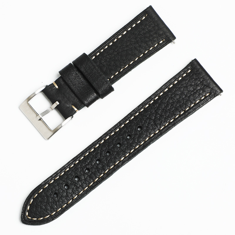 Handmade top-grain leather 20mm22mm lychee pattern cowhide mens leather watch strap with quick-release pins for smart outdoor watches