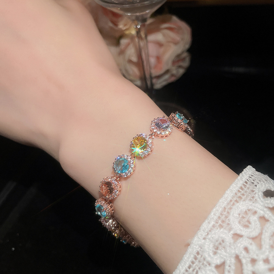 Dopamine candy-colored zircon round bracelet, light luxury niche high-end feel, exquisite and unique versatile women's jewelry - view 6