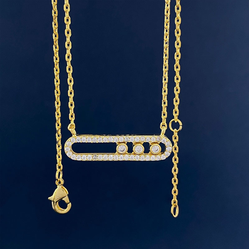 Designer Necklace Collar Chain Personalized Three Prong Sliding Necklace Simple and Fashionable Full Diamond Collar Chain