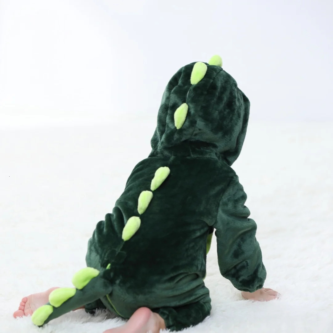 born Baby Green Dinosaur Animal Cartoon Romper Girls Pajamas Long Sleeve Hooded Onesies Infants Boys Costumes For Christmas 260622BJ - view 4