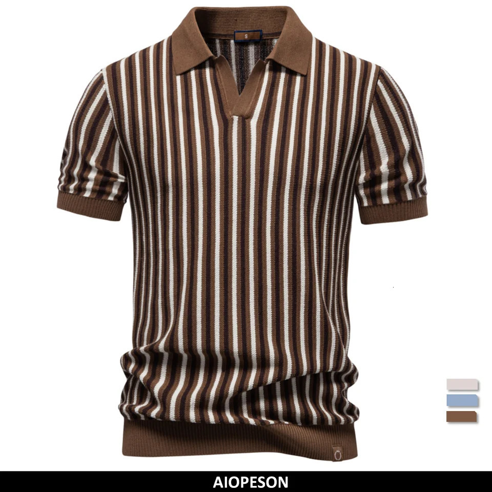 2026 Summer Mens Polo Shirts Stripe n Ice Silk Short Sleeve Cool Touch Breathable Casual Outdoor Polo Shirt for Men 260618CJ