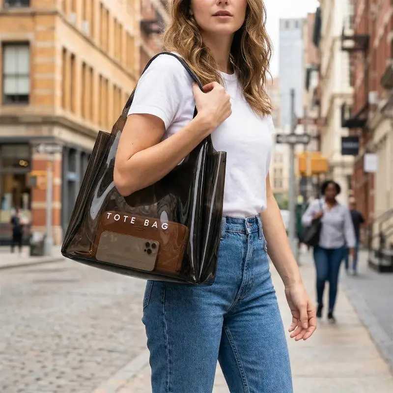 PVC Clear Fi Shoulder Bag Womens Transparent Tote Bag PVC Daily Commute Bag Clear Shoulder Bag X260623 - view 4