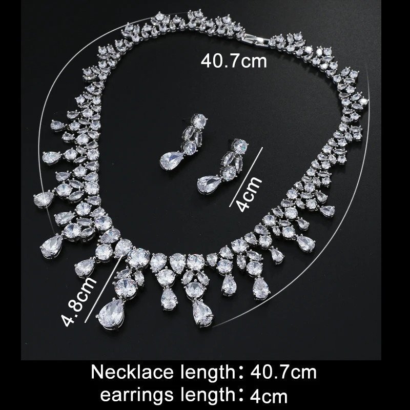 EMMAYA Jewelry Set For Woman Long Necklace Pendant Crystal Earrings Wedding Beads Fashion Jewelry Gift 260617 - view 3