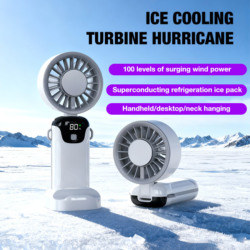 Fold Semiconductor Cooling Fan 100 Speed 3 Use Neck Desk Portable Cold Fan