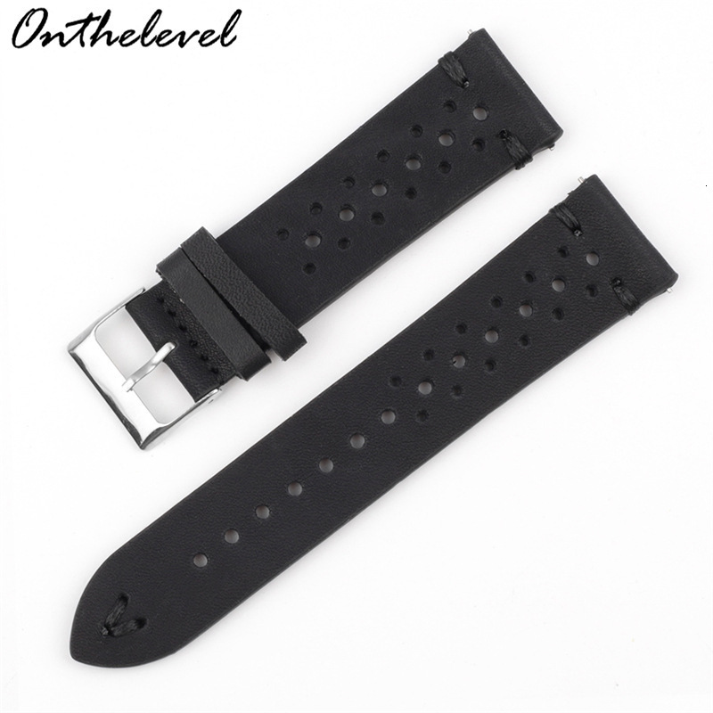 Retro Genuine Leather Watchband 18mm 20mm 22mm 24mm Calfskin Watch Straps Porous Breathable Handmade Stitching for Men 220412