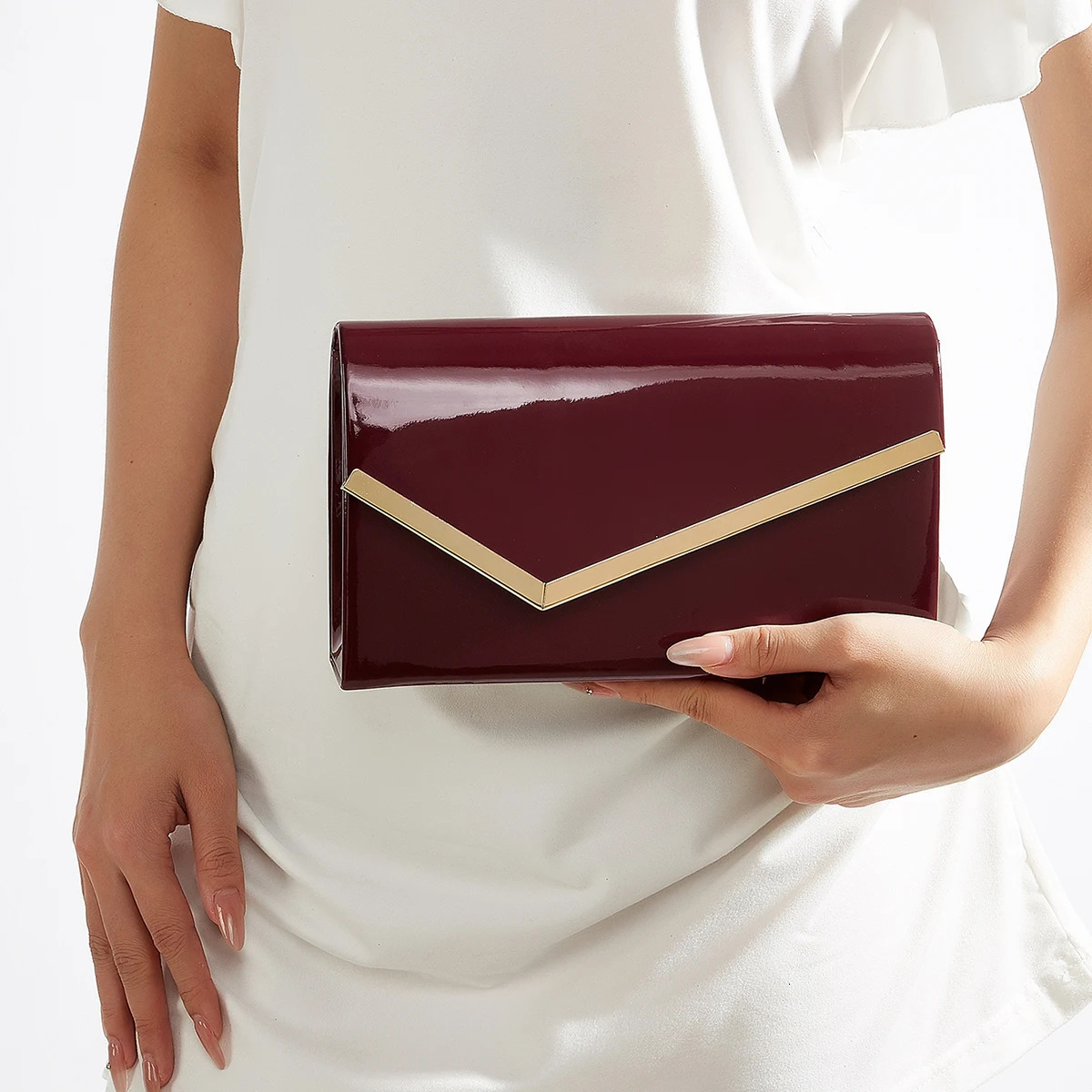 Womens Evening Bag Light y Versatile Clutch Solid Color Pu Synthetic Leather Dress Handbag Portable Makeup Crossbody Wallet Envelope wi 260612 - view 3