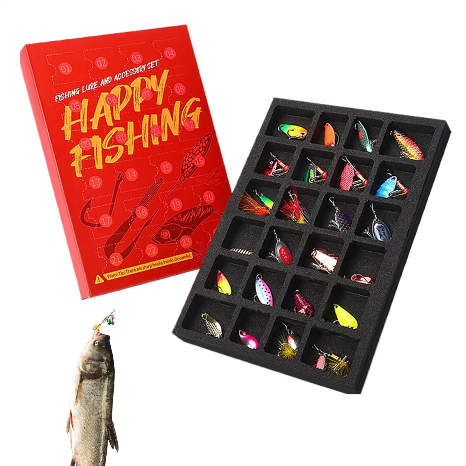 Fishing Lure Advent 24 Pieces Fish Hook Fishing Lures Christmas Calendar for Thanksgiving Birthday Party Couples River Lake 260622 - view 6