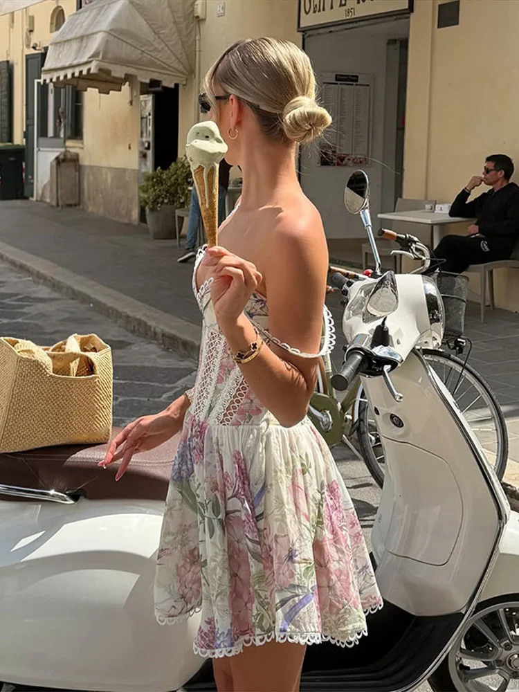 Sexy Printed Womens Dress Vneck Lace Hollow Out Aline Spaghetti Strap Pleated Lady Dresses 2026 Summer Chic Female Party Robe 260622 - view 6