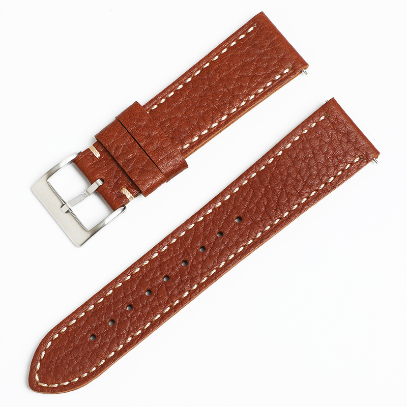 Handmade top-grain leather 20mm22mm lychee pattern cowhide mens leather watch strap with quick-release pins for smart outdoor watches