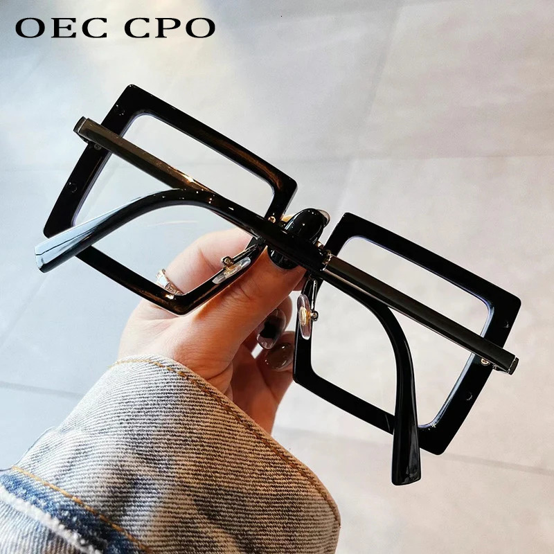 OEC CPO Vintage Optical Square Glasses Frame Women Men Fashion Transparent Eyewear Female Clear Lens Oversized Eyeglasses O1248 y260615