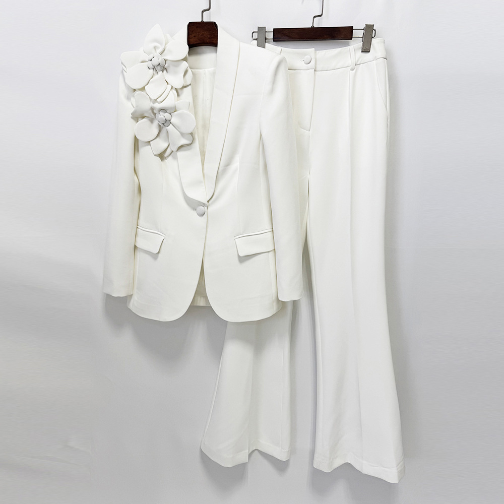 Suit Set 2026 Celebrity Fashion ThreeDimensional Floral Blazer and Trousers TwoPiece 240827