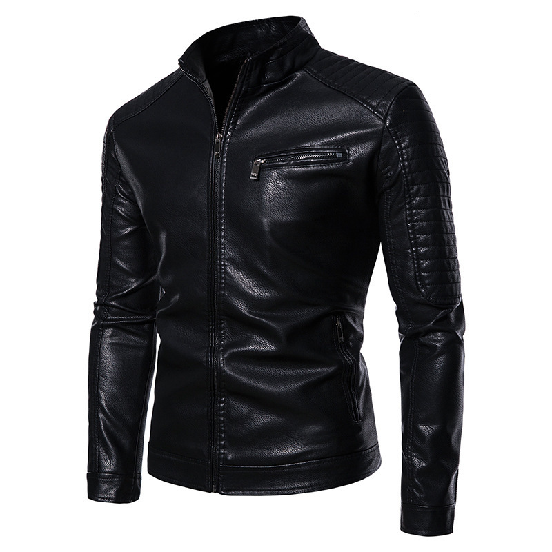 Fashion men leather jacket Spring autumn Casual PU coat mens motorcycle leather jacket New Male Solid color slim outerwear S-3XL T190903