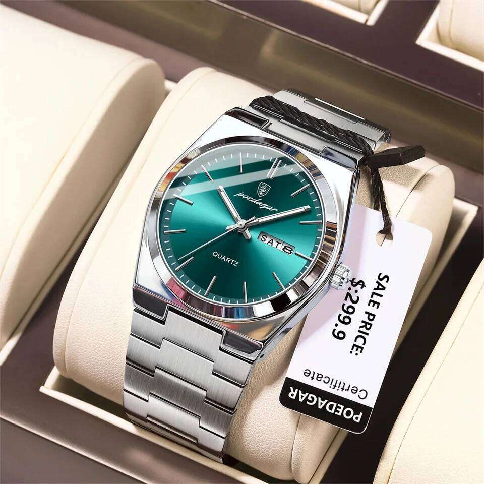 POEDAGAR Luxury Quartz Man Wristwatch Sport Men Watches Waterproof Luminous Date Week Stainless Steel Men's Watch Male Reloj 26L0623 - view 5