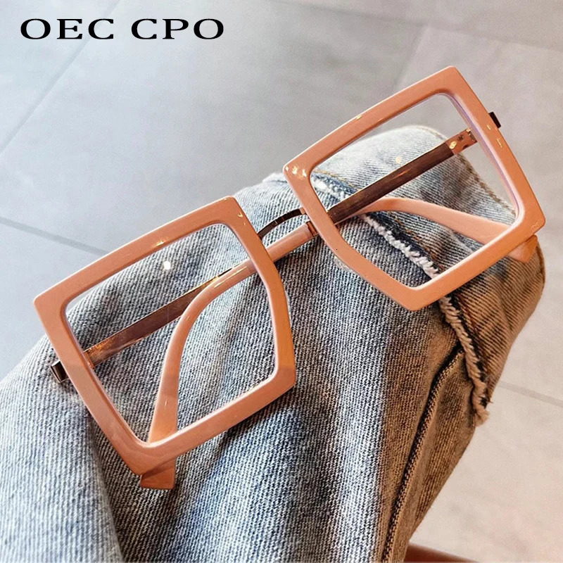 OEC CPO Vintage Optical Square Glasses Frame Women Men Fashion Transparent Eyewear Female Clear Lens Oversized Eyeglasses O1248 y260615 - view 7
