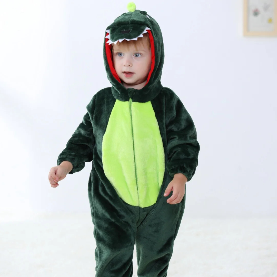 born Baby Green Dinosaur Animal Cartoon Romper Girls Pajamas Long Sleeve Hooded Onesies Infants Boys Costumes For Christmas 260622BJ - view 7
