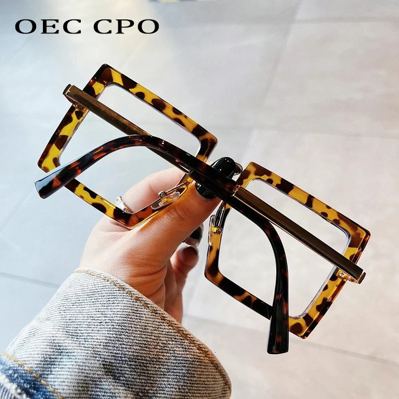 OEC CPO Vintage Optical Square Glasses Frame Women Men Fashion Transparent Eyewear Female Clear Lens Oversized Eyeglasses O1248 y260615 - view 5