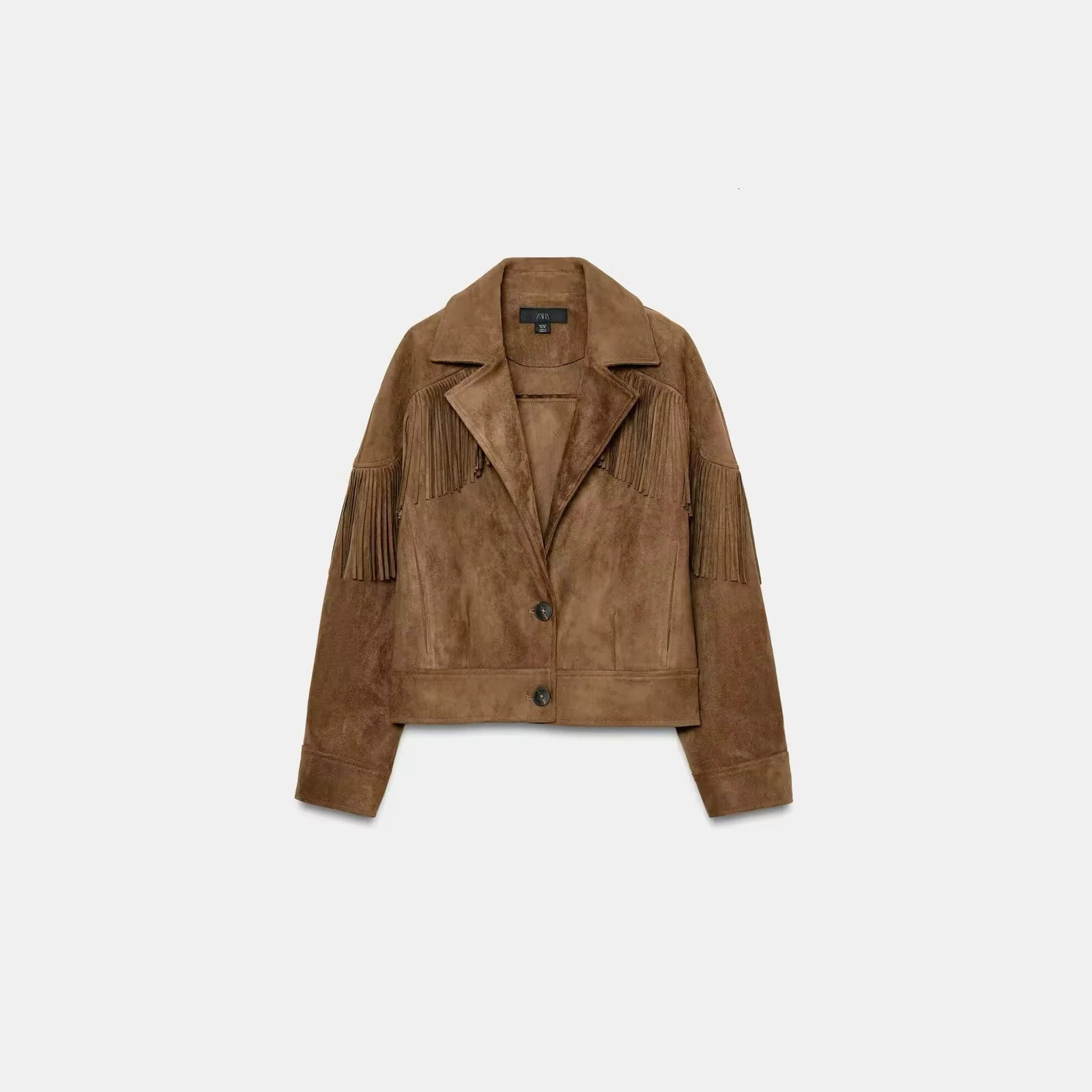 New style womens lapel tassel suede textured loose casual fashion jacket coat top 250811