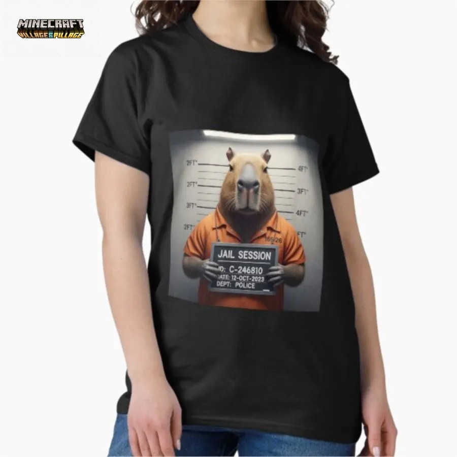 Funny Capybara Mugshot T-shirt For Men Women 100 Cotton T Shirts Short Sleeve Tops 0410-5 L260623CED7