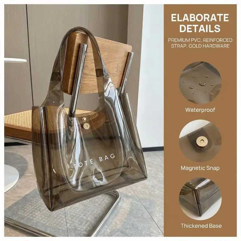 PVC Clear Fi Shoulder Bag Womens Transparent Tote Bag PVC Daily Commute Bag Clear Shoulder Bag X260623