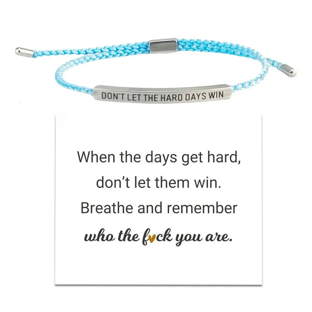Steel Bent Tube Engraved Wristband Adjustable Win Days Woven Let Dont Bracelet Hand Personalized Hard 260611 - view 7