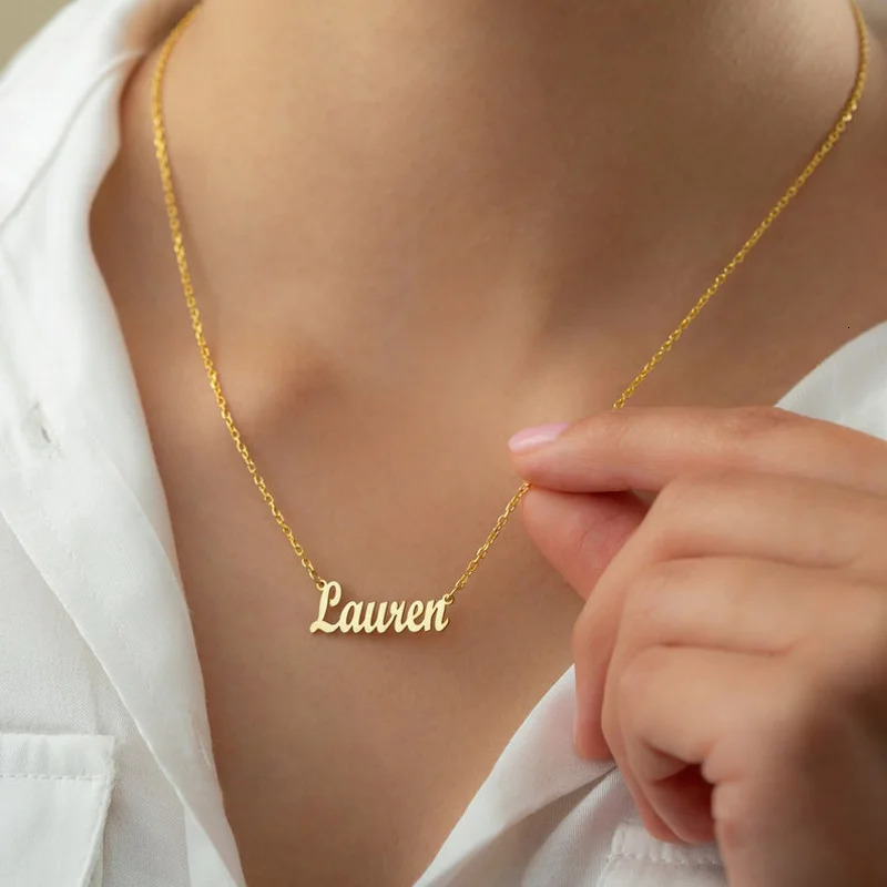 Custom Name Necklace For Women Man Personalized Stainless Steel Golden Nameplate Jewelry Fashion Letter Pendant Gift y260615 - view 1